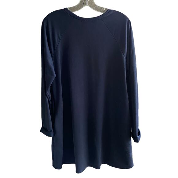 Women's L ELLA MARA Dark Blue Tunic with Gold Sequin Deer - Picture 6 of 6